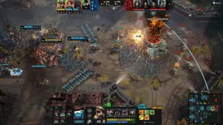 Vehicles and Soldiers around a defensive structure
