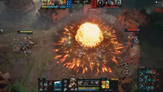Giants and Soldiers on a battlefield